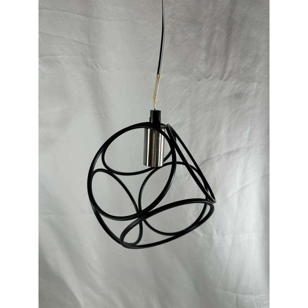 New Artcraft Sorrento Collection 1 Light Pendant, Mini  Matte Black Satin Nickel - Picture 2 of 5